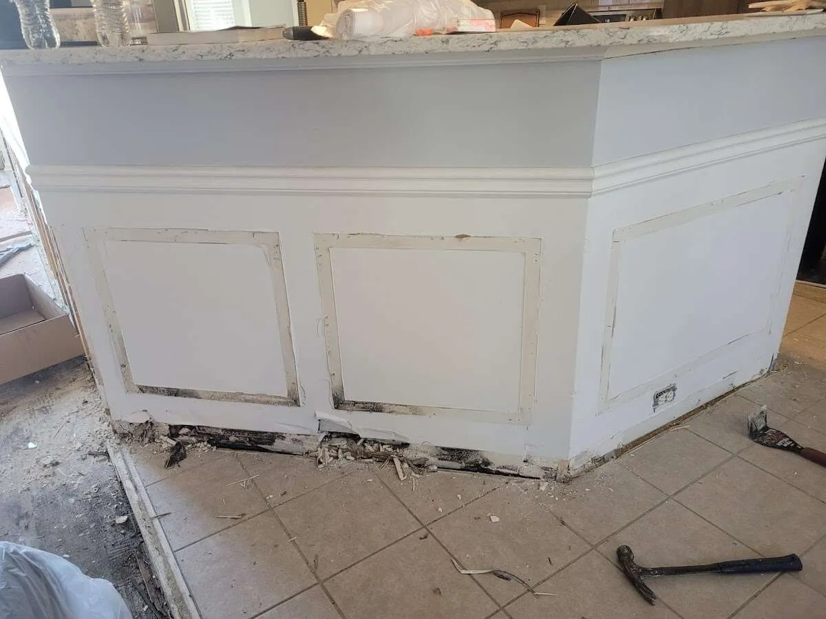 Water damage and mold on kitchen during Storm Damage Restoration in South Barrington